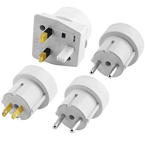 BestPlug Euro Reiseadapter mit Schutzkontakt Buchse für Afrika Bolivien Brasilien Canada Ecuador England Frankreich Griechenland Großbritannien GB Hongkong Italien Island Kolumbien und viele andere Länder