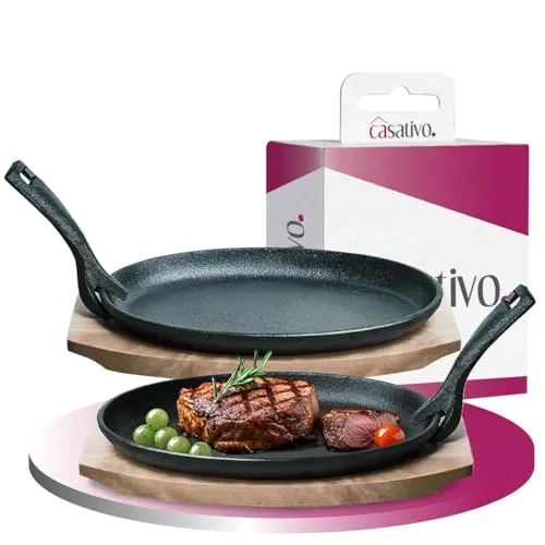 Casativo 4er-Set Massive Profi Servierpfanne aus Gusseisen mit abnehmbarem Griff