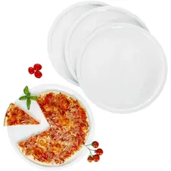 4er Set Bianco XXL Pizzateller Ø33,5cm - Perfekte Servierplatte für Pizza - Teller für 4 Personen, ideal für Pizza, Buffet und Brunch. Der XXL-Pizzateller aus robustem Porzellan bietet viel Platz und ist spülmaschinengeeignet. Stapelbar für platzsparende Aufbewahrung.