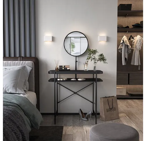 Vicco Schminktisch Skip, Schwarz, 80 cm mit Spiegel in schwarz von Vicco