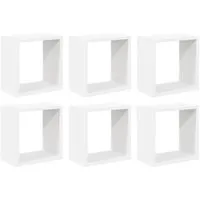 vidaXL Würfelregale 6 Stk Weiß 26x15x26 cm - Praktisches 6-teiliges Wand-Würfelregal-Set in Weiß, ideal für die dekorative Aufbewahrung in jedem Raum. Robust und pflegeleicht, verwandelt es leere Wände in stilvolle Akzente. Perfekt für Dekoartikel, Bücher oder Fotorahmen.