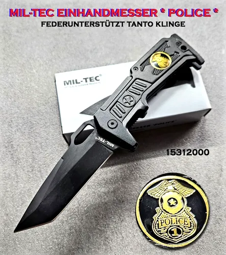 Mil-Tec | 82119300 Police Automesser Rettungsmesser 21cm Taschen Messer