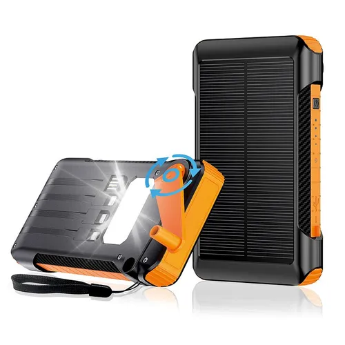 revolt Kurbel-Dynamo-Solar-Powerbank 10.000 mAh mit USB-C PD