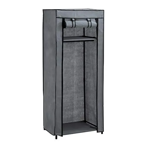 axentia 132891 Stoffschrank, ca. 60 x 148 x 45 cm ,, Grau-schwarz