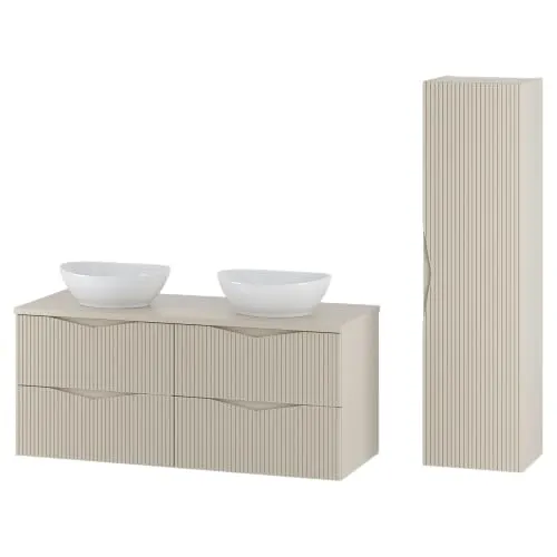Lomadox Badmöbel-Set 2-teilig mit 120 cm Waschtisch in beige