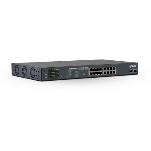 InLine 32316P Netzwerk-Switch - 16 Ports mit PoE++ - Netzwerk-Switch mit 16 Ports (12 PoE+, 4 PoE++) und 300 W Leistung, ideal für energieeffiziente Netzwerkinfrastrukturen in Unternehmen.