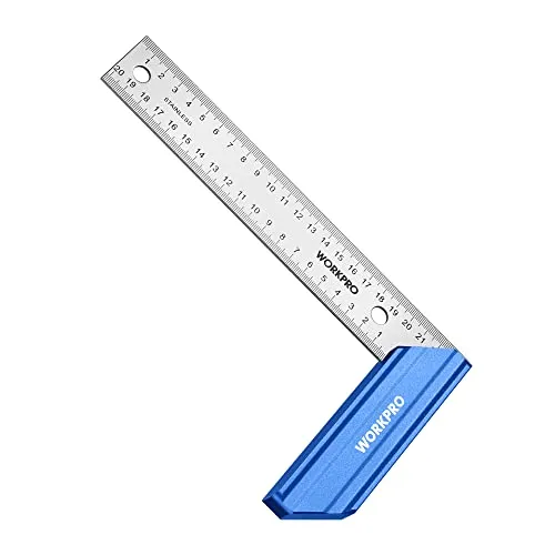 WORKPRO Anschlagwinkel Zimmermannswinkel Tischlerwinkel Schreinerwinkel 200mm Winkel aus Edelstahl mit Aluminiumlegierungsgriff für Holzbearbeitung Schreiner- und Schlosserarbeiten