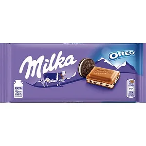 Milka Oreo – Alpenmilch-Schokolade gefüllt mit knusprigen Oreo-Keks-Stückchen und feiner Vanillecrème – 100g