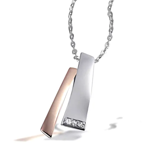 Goldmaid Kette Halskette White Diamonds Bicolor 925 Silber 3 Diamanten 0,03 ct.