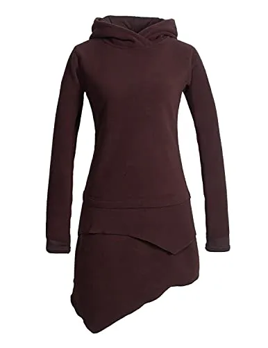 Vishes Damen Langarm Kleid - Asymmetrisches Kapuzenkleid aus Eco Fleece - Warmes, asymmetrisches Langarmkleid mit praktischer Kapuze, ideal für Übergangszeiten. Hergestellt aus recyceltem Material, vereint es Komfort und Nachhaltigkeit in einem stilvollen Design.