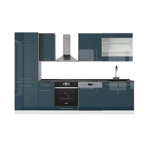 Vicco Küchenzeile Fame-Line in Weiß Dunkelblau Hochglanz von Vicco