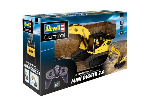 Revell Control 1:18 RC Einsteiger Funktionsmodell Baufahrzeug - Mini Digger mit 2.4 GHz-Technologie, detailgetreu und ideal für kleine Baumeister