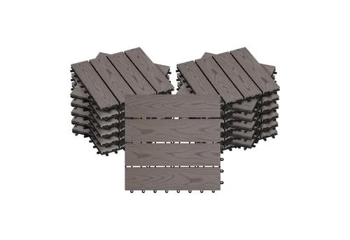 Woltu WPC-Fliesen 30x30 cm, 22 Stück in Holzoptik mit Klicksystem - Pflegeleichte WPC-Fliesen für Innen- und Außenbereiche, robust und langlebig. Einfacher Aufbau dank Klickverbindung, ideal für kreative Bodenlösungen.