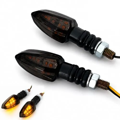 Germany Motorsports LED Motorrad Mini Blinker Shadow Schwarz kurz universal 12V e-geprüft vorn hinten (Shadow, 1 Paar)