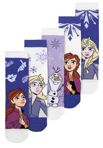 Disney Die Eiskönigin Socken für Mädchen - Frozen Sneaker Kindersocken Söckchen Lila/Weiß (5er Pack) (DE/NL/SE/PL, Numerisch, 31, 34, Regular, Lila/Weiß)