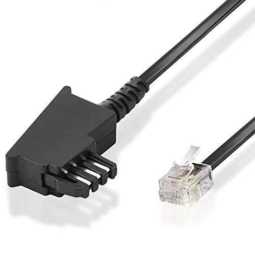 BestPlug 3 Meter Telefon-Kabel, TAE-F Stecker auf RJ11 Stecker, Schwarz