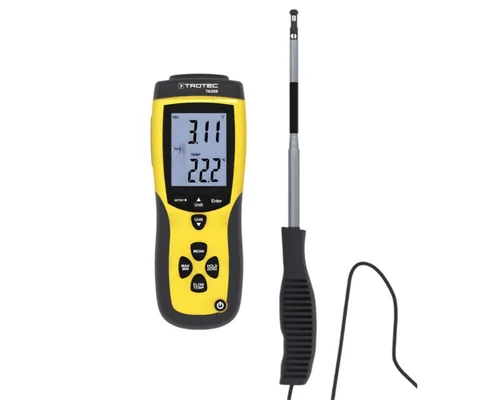 TROTEC Thermoanemometer TA300 | Präziser Windmesser für Luftstrommessungen - Luftstrom- & Windmesser mit Messbereichen bis 25 m/s, integriertem Thermometer und USB-Datenübertragung. Ideal für Outdoor-Aktivitäten wie Surfen und Segeln.