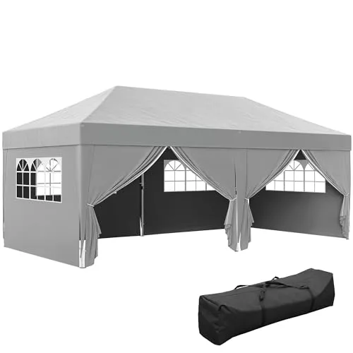 Outsunny Pop-up Pavillon 6x3m mit Seitenwänden