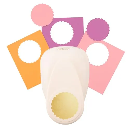 Vaessen Creative Motivstanzer Kreis mit Zierrand, XL, Jumbo Stanzer, Großer Motivlocher aus Metall und Plastik, Ausgestanztes Motiv Ø50,2 mm, zum Basteln mit Papier, Lila