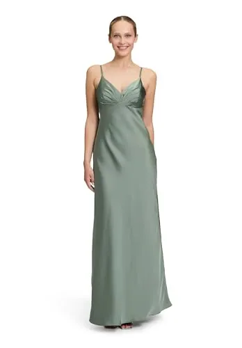 Vera Mont Damen Abendkleid - Elegantes, figurbetontes Maxi-Kleid in Real Sage, gefertigt aus pflegeleichtem Satin. Verstellbare Träger und ein praktischer Reißverschluss sorgen für perfekten Sitz und hohen Komfort bei festlichen Anlässen.