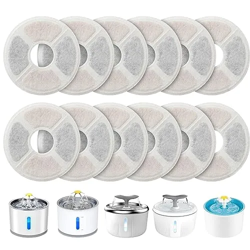 PewinGo Katzenbrunnen Filter, Trinkbrunnen Filter [12 Stück] Ersatzfilter für 2,0-2,5 L Katzenbrunnen Triple Action Durch Ion Enaustauscherharz, Aktivkohle