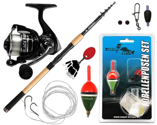 Angel Berger Tele Angelset Forelle Rute Rolle mit Zubehör