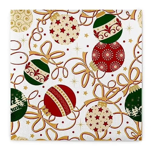 Sovie HORECA Weihnachtsserviette Belinda, Linclass® Airlaid, Ideal für ein festliches Weihnachtsfest, Serviette Wintermotiv stoffänhlich 40x40cm, 1/4 Falz, 50 Stück