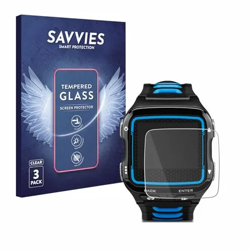 Savvies Panzer Schutz Glas für Garmin Forerunner 920XT (3 Stück) 9H Hartglas, Anti-Fingerprint, Displayschutz