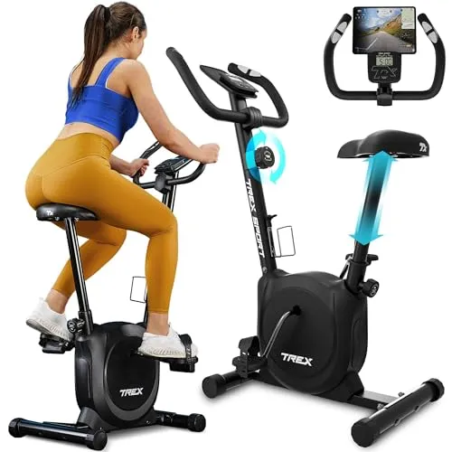 Trex Sport Heimtrainer Fahrrad TX-350MB RIZE Schwarz - Fahrradergometer mit 10 Trainingsprogrammen, LCD Bildschirm und verstellbarem Sitz für individuelles Training im Heimgebrauch.