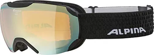 Alpina Unisex Skibrille Black Matt - Einheitsgröße - Skibrille für mittlere Gesichter mit Fogstop-Beschichtung für beschlagfreie Sicht und 180° Sichtfeld dank sphärischer Scheibe. Optimaler Tragekomfort durch flexibles Comfort Frame.
