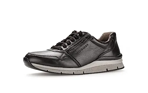 Pius Gabor Herren Sneaker Low,Halbschuhe,zertifiziertes Leder,Wechselfußbett,Superflex Sohle,Sportschuhe,Freizeitschuhe,Black,45 EU / 10.5 UK