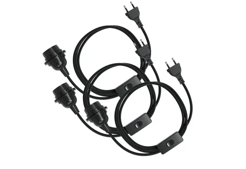 EAZY CASE Lampenfassung 3x E27 mit 5m Kabel & Schalter in schwarz von EAZY CASE