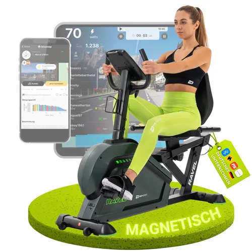 Hop-Sport Liegeergometer HS-120L Ravel - Komfortabler Liegefahrrad Heimtrainer mit 12 Programmen - Fahrradergometer für alle Fitnesslevels, ideal für Senioren und Reha. Mit Bluetooth, LCD-Display und ergonomischem Design für gelenkschonendes Training.