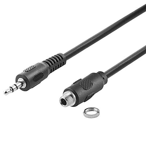 BestPlug 0,6 Meter Audio Stereo Kabel Verlängerung Aux in Out, 3,5mm Klinke Stecker männlich auf 3,5mm Klinke Einbau-Buchse Einbau-Kupplung weiblich mit Gewinde, Schwarz