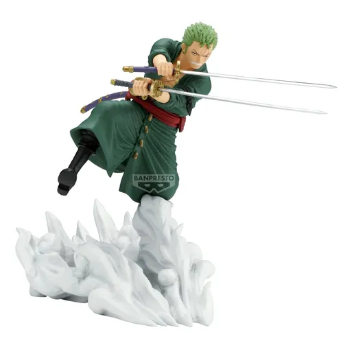 Banpresto BANDAI One Piece Figur - Roronoa Zoro 15cm - Dekorative Figur aus PVC, handgefertigt und lizenziert, ideal für Sammler und Anime-Fans. Lieferung in umweltfreundlicher Verpackung mit Basisständer.