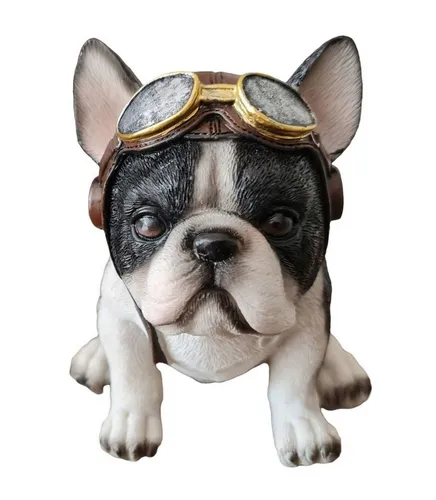 Kremers Schatzkiste Fantasy-Figur Sitzende Bulldogge mit Helm - Bunte Dekofigur 18cm für Hundeliebhaber