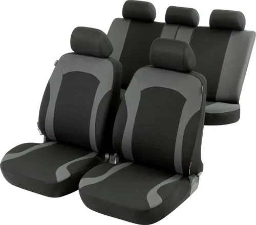 WALSER Sitzschonbezug für VW, MERCEDES-BENZ, AUDI 11786 - Autositzbezüge aus hochwertigem Polyester in schwarz/grau, perfekt für PKWs und schützt Ihre Sitze vor Abnutzung.