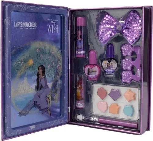 Lip Smacker Wish Book Tin, Disney Wish Inspiriertes Beauty-Buch mit Lippenstiften, Cremes, Nagellacken und Accessoires für den Perfekten Prinzessinnen-Look