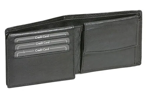 LEAS Scheintasche extra dünn aus Echt-Leder, schwarz - Herren-Geldbörse aus hochwertigem Rind-Leder, handgefertigt mit Platz für bis zu 7 Karten und einem großen Kleingeldfach – ideal für Alltag und Reisen.