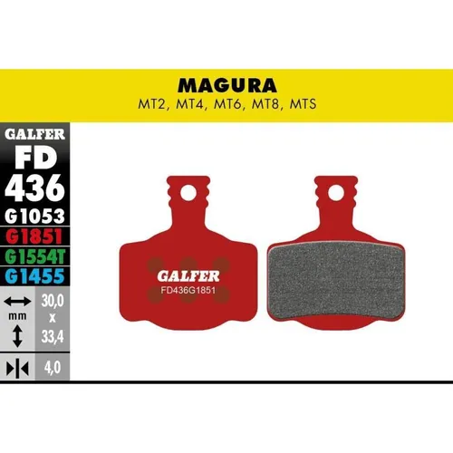 Galfer Bremsbelag Advanced Magura - MT2, MT4, MT6, MT8, MTS, H11 30 x 33,4 x 4 mm 1 Paar rot