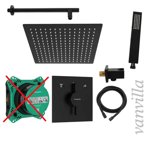 vanvilla Duschset Regendusche m. Armatur Hansgrohe HGS201-ob schwarz Unterputz