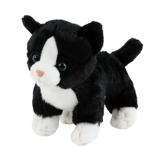 Teddys Rothenburg Kuscheltier Katze schwarz/weiß stehend 14 cm Stoffkatze Plüschtier