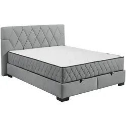 Mid.you Boxbett, Anthrazit, Textil, H3 + H4, 9-Zonen, 160x200 cm, Bettkasten, gepolstertes Kopfteil, Federkernmatratze, Wendematratze mit unterschiedlichen Härtegraden, Schlafzimmer, Betten, Doppelbetten