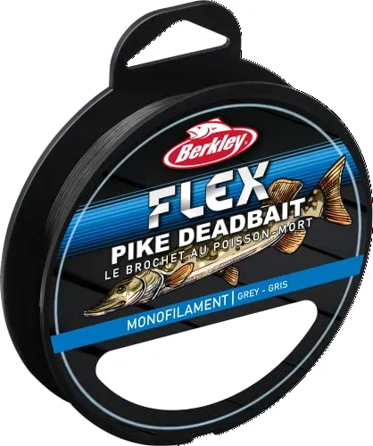 Berkley Flex SS monofile Hecht Deadbait Angelschnüre - Stark,wenig Drall, leicht zu knoten - Perfekt für den Angel-Anfänger!, grau