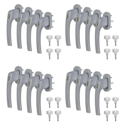 Alu Fenstergriff in Silber F1 abschließbar - Stiftlänge 45mm 16 x