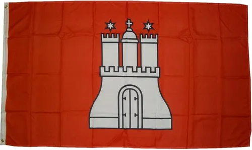 Flagge Hamburg 90 x 150 cm mit 2 Messingösen Hissen Hissfahne Bundesland Fahne
