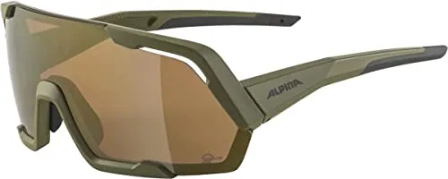 ROCKET Q-LITE Sportbrille, olive matt mirror bronce - Moderne Sportbrille mit Varioflex und Q-LITE Technologie für optimale Sichtverhältnisse. Hydrophobic-Beschichtung sorgt für Sauberkeit, während Fogstop das Beschlagen verhindert. Ideal für Sportler!