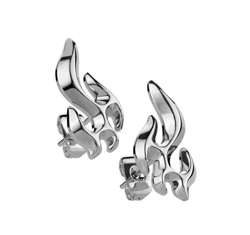 BUNGSA Ohrring-Set Ohrstecker Flamme aus Edelstahl Unisex silber (1 Paar (2 Stück), 2-tlg), Ohrschmuck Ohrringe