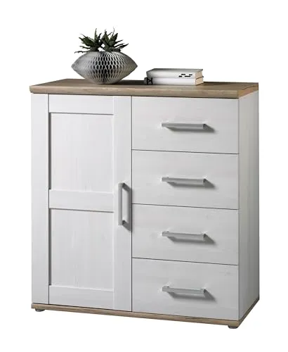 Bega Consult Romance Kommode 3 in Sibiu Lärche/San Remo hell - Kommode aus hochwertigem Holzwerkstoff mit rustikalem Charme und praktischem Stauraum, ideal für Wohnzimmer oder Schlafzimmer.