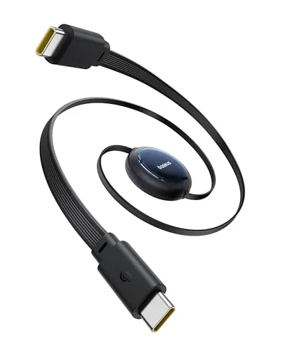 Baseus Nomos USB C auf USB C Kabel Rollbar, 100W 1,5M Schnellladekabel, Einziehbares Autoladekabel für iPhone 16 15 14 13 12 Pro, Samsung Galaxy S25 S24 S23 S22 S21 Ultra, MacBook, iPad Pro